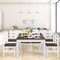 Walnut- White 5 Piece Solid Wood Dining Set for Small Kitchen and Dining Room